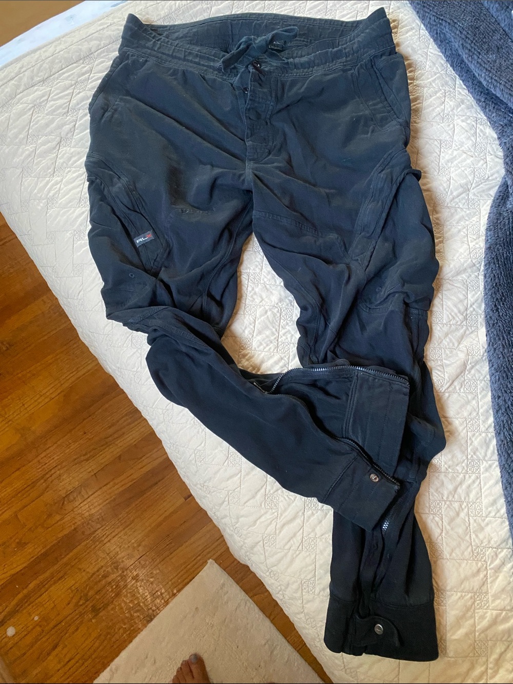 RLX Ralph Lauren Navy Black Jogger Sweatpants with Zipper Ankles